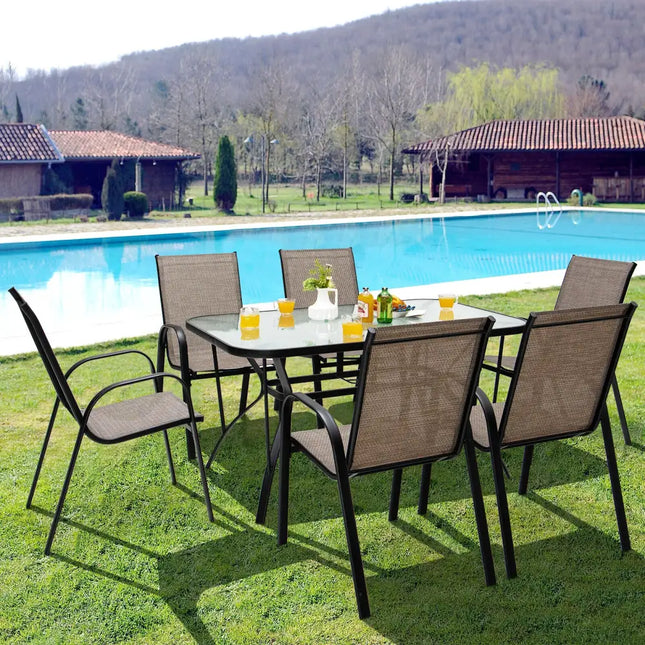 55 x 35 Inch Patio Dining Rectangle Tempered Glass Table with Umbrella Hole - Transparent - Patio Dining Tables
