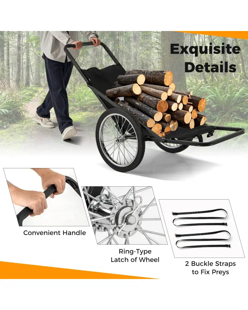 550 LBS Folding Deer Game Cart with Polyester Liner for Hunting - Black - Camping