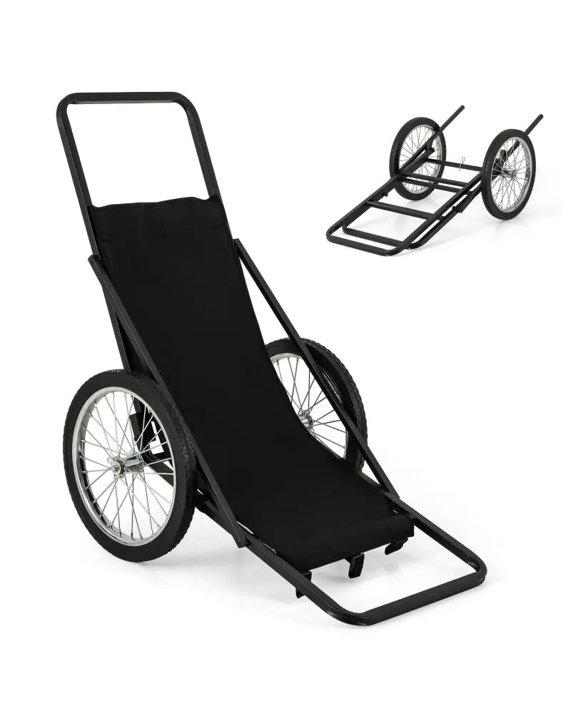 550 LBS Folding Deer Game Cart with Polyester Liner for Hunting - Black - Camping