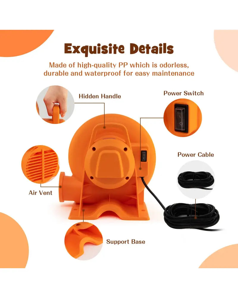 550W Air Blower for Inflatables with 25 feet Wire and GFCI Plug-550W - Orange - Air Blowers