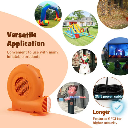 550W Air Blower for Inflatables with 25 feet Wire and GFCI Plug-550W - Orange - Air Blowers