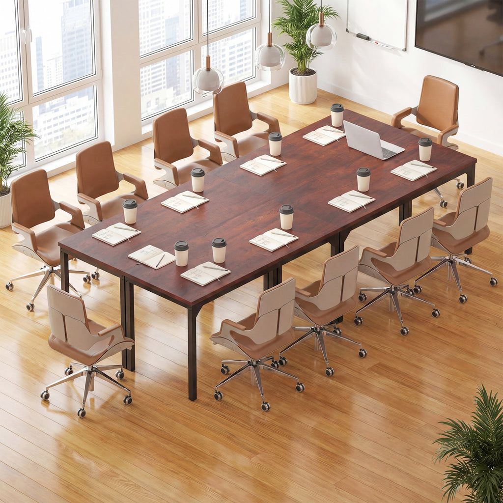 55 Inch Conference Table with Heavy-duty Metal Frame-Brown