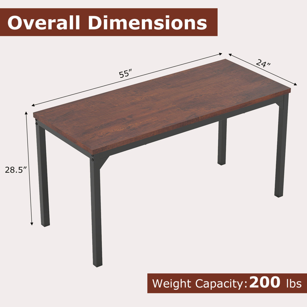 55 Inch Conference Table with Heavy-duty Metal Frame-Brown