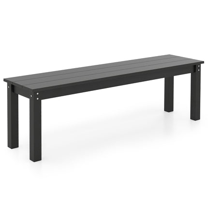 55" HDPE Outdoor Bench 2-3 People Weatherproof Backless Patio Garden Bench-Black