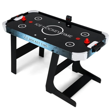 56 Inch Air Hockey Table with Powerful 12V Motor and LED Digital Scoreboard - Black - Oasis Home Essentials