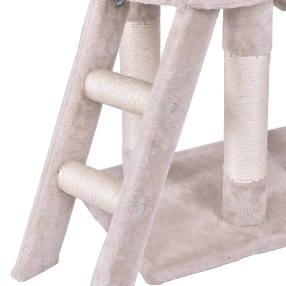 56 Inch Condo Scratching Posts Ladder Cat Play Tree - Beige - Cat Trees Condos & Scratchers