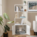56 Inch Tall Cat Litter Box Enclosure with Storage-White - White - Cat Houses