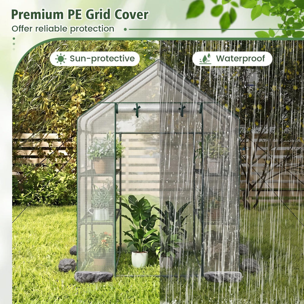 56 x 56 x 77 Inch Walk-in Greenhouse with Observation Windows-White