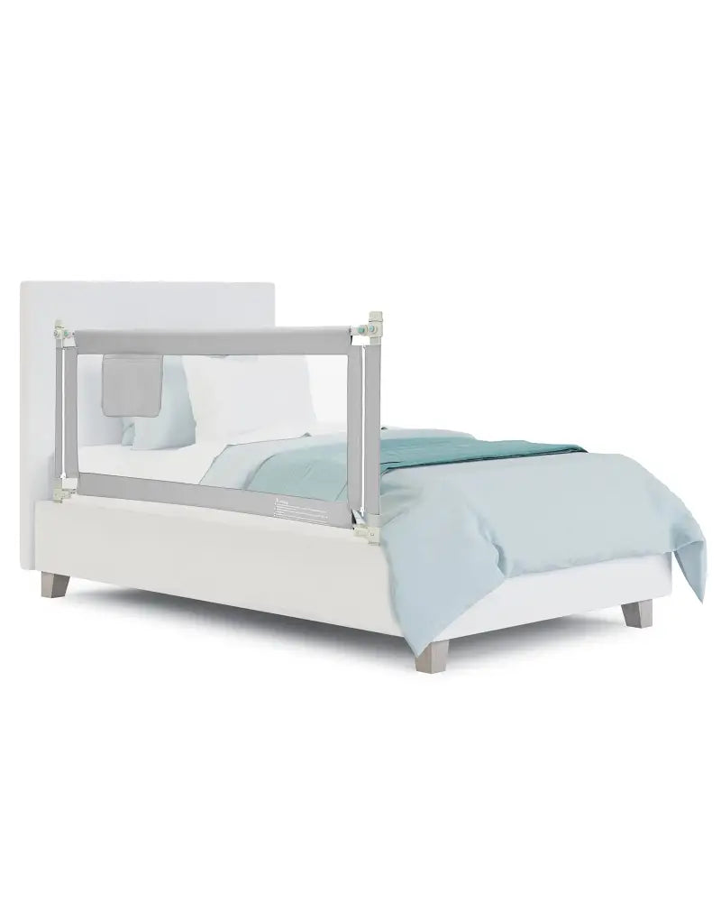 57 Inch Toddlers Vertical Lifting Baby Bed Rail Guard with Lock-Gray - Gray - Bed Rails