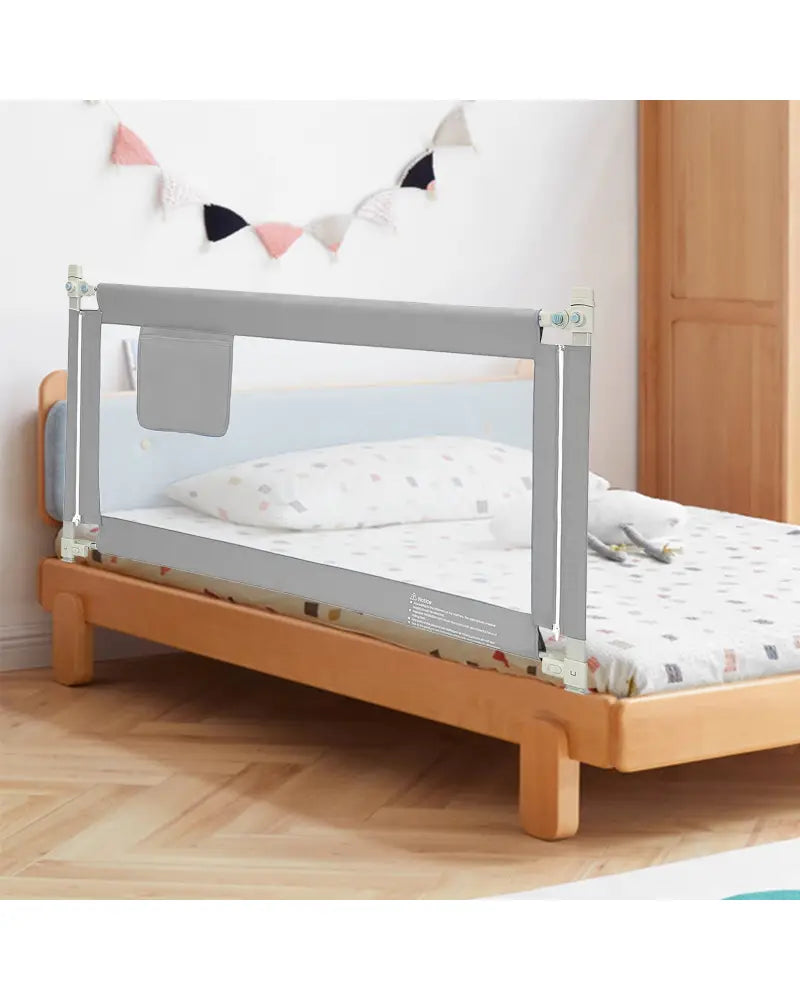 57 Inch Toddlers Vertical Lifting Baby Bed Rail Guard with Lock-Gray - Gray - Bed Rails