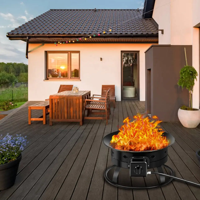 58 000BTU Firebowl Outdoor Portable Propane Gas Fire Pit with Cover and Carry Kit - Black - Fire Pits