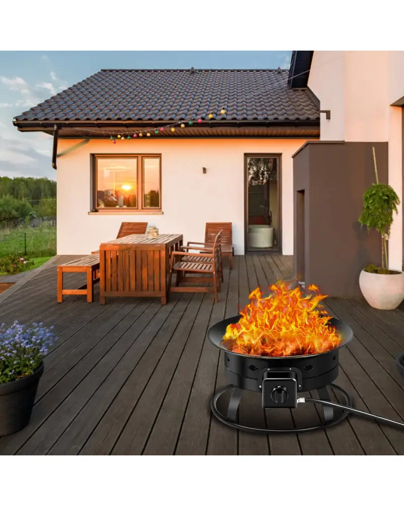 58 000BTU Firebowl Outdoor Portable Propane Gas Fire Pit with Cover and Carry Kit - Black - Fire Pits