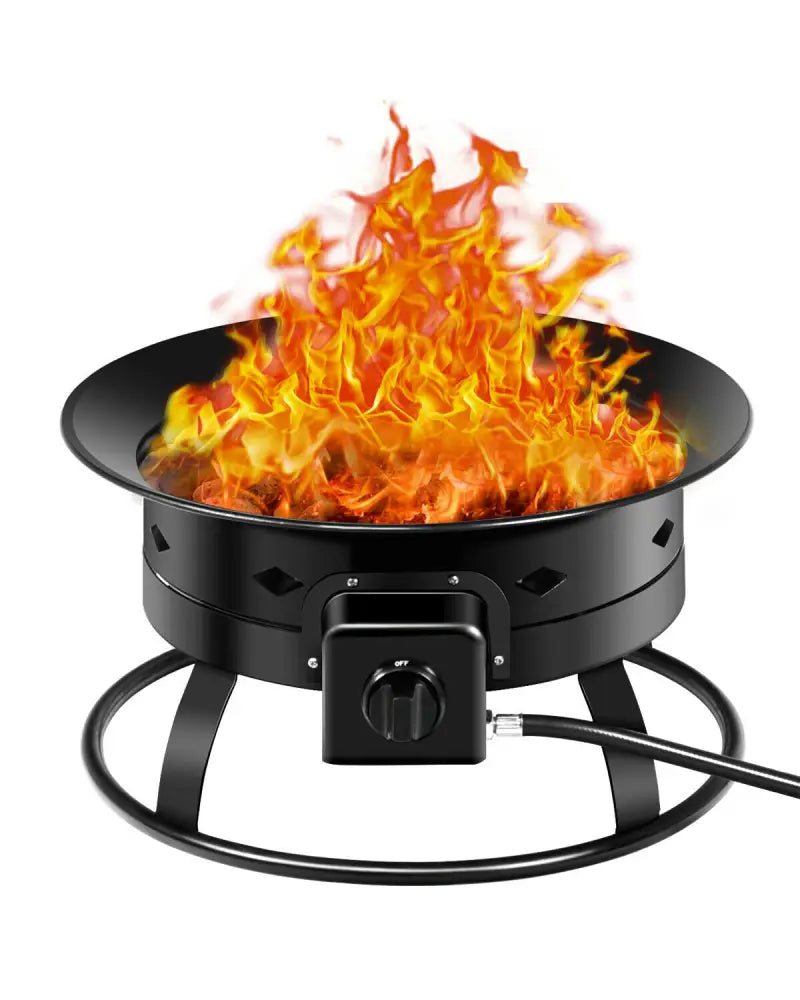 58 000BTU Firebowl Outdoor Portable Propane Gas Fire Pit with Cover and Carry Kit - Black - Fire Pits