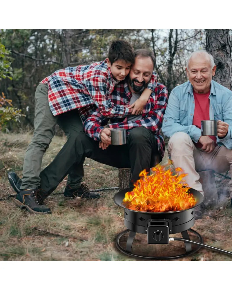 58 000BTU Firebowl Outdoor Portable Propane Gas Fire Pit with Cover and Carry Kit - Black - Fire Pits