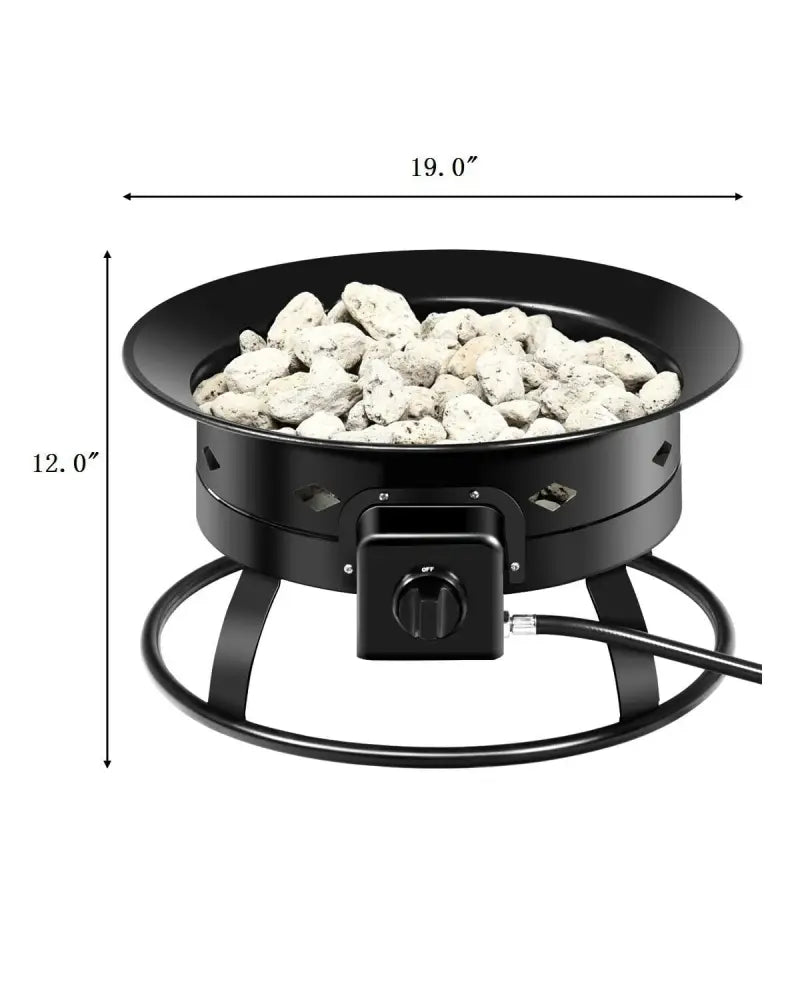 58 000BTU Firebowl Outdoor Portable Propane Gas Fire Pit with Cover and Carry Kit - Black - Fire Pits