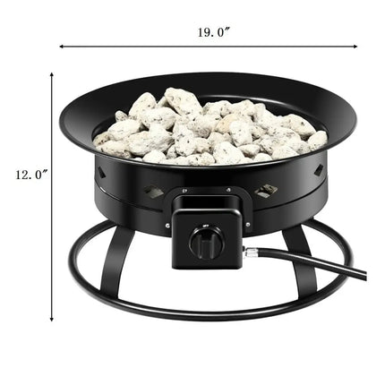 58 000BTU Firebowl Outdoor Portable Propane Gas Fire Pit with Cover and Carry Kit - Black - Fire Pits