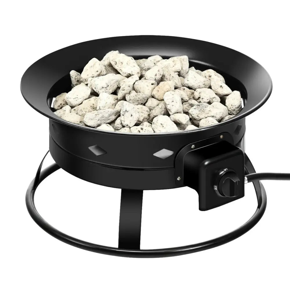 58 000BTU Firebowl Outdoor Portable Propane Gas Fire Pit with Cover and Carry Kit - Black - Fire Pits