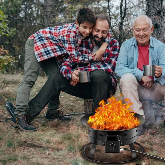 58 000BTU Firebowl Outdoor Portable Propane Gas Fire Pit with Cover and Carry Kit - Black - Fire Pits