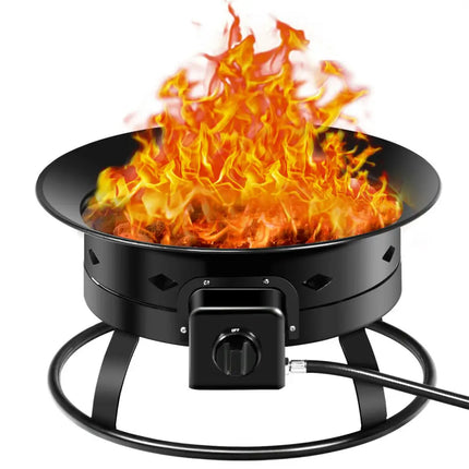 58 000BTU Firebowl Outdoor Portable Propane Gas Fire Pit with Cover and Carry Kit - Black - Fire Pits