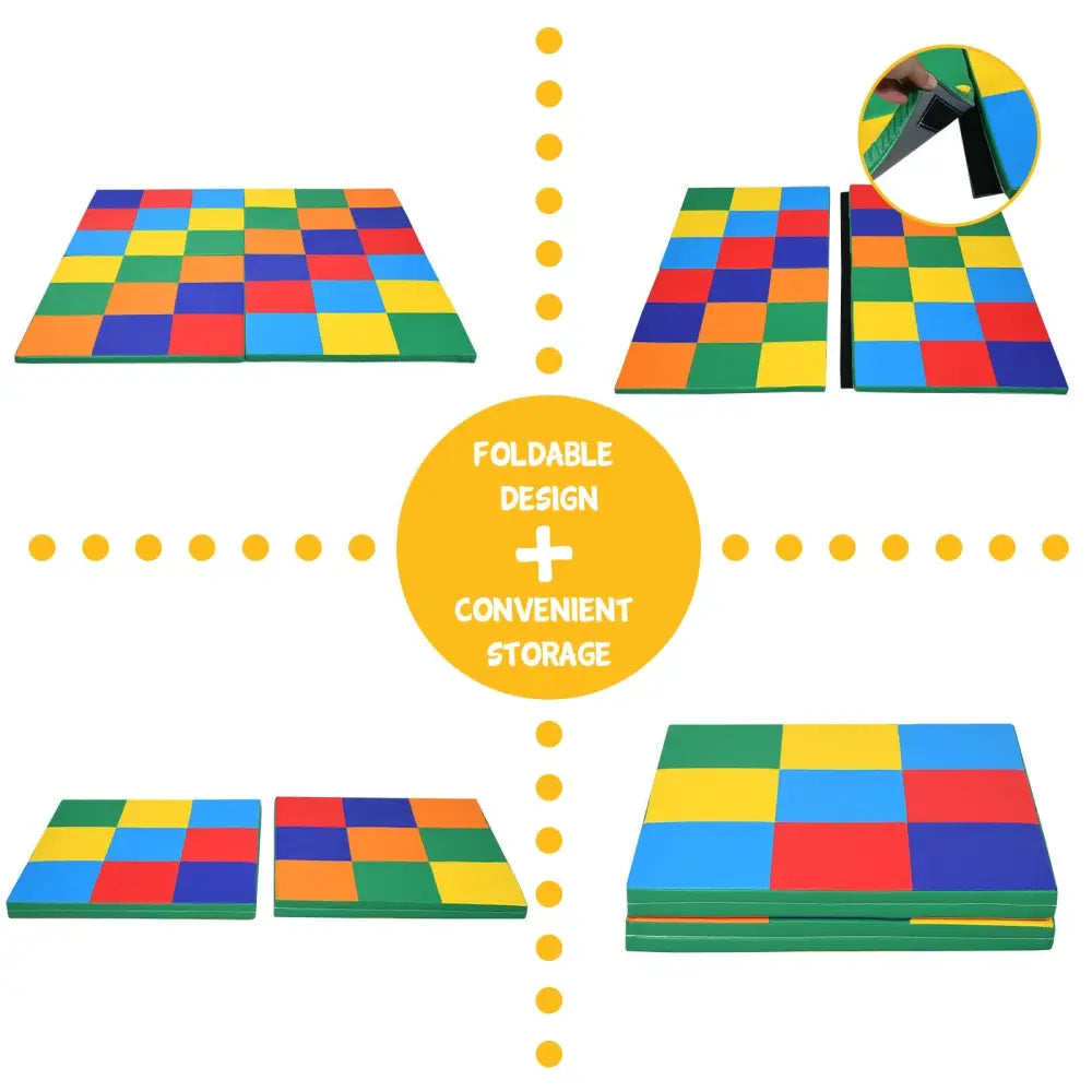 58 Inch Baby Folding Activity Floor Mat Toddler Foam Play Mat - Multicolor - Baby Gyms & Playmats