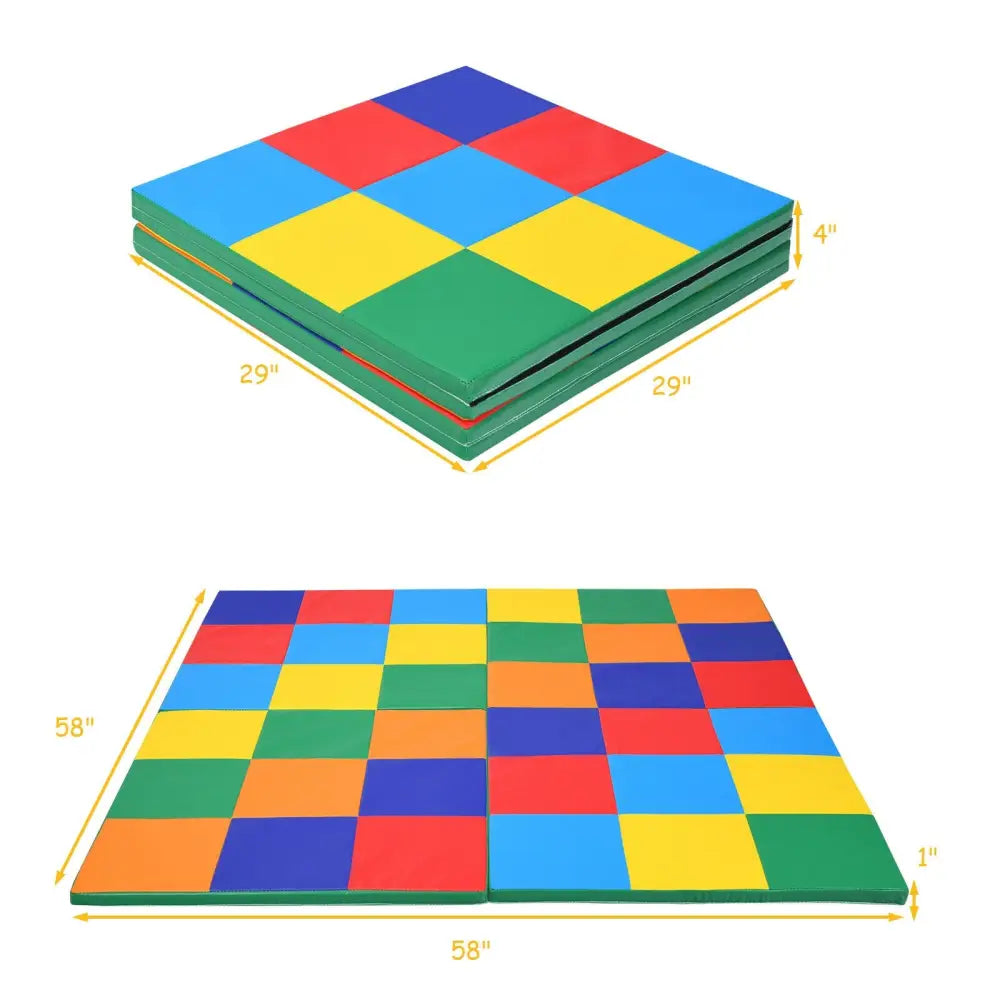 58 Inch Baby Folding Activity Floor Mat Toddler Foam Play Mat - Multicolor - Baby Gyms & Playmats