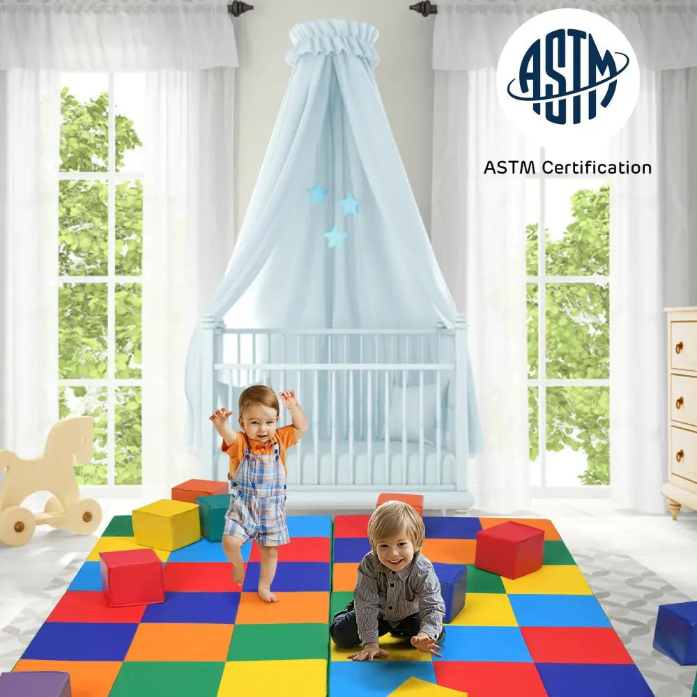 58 Inch Baby Folding Activity Floor Mat Toddler Foam Play Mat - Multicolor - Baby Gyms & Playmats