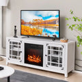 58 Inch Fireplace TV Stand with Adjustable Shelves for TVs up to 65 Inch-White - White - Entertainment Centers & TV