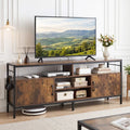 58 Inch Industrial TV Stand with Cabinets and Adjustable Shelf for TVs up to 65 Inch-Rustic Brwon - Rustic Brown