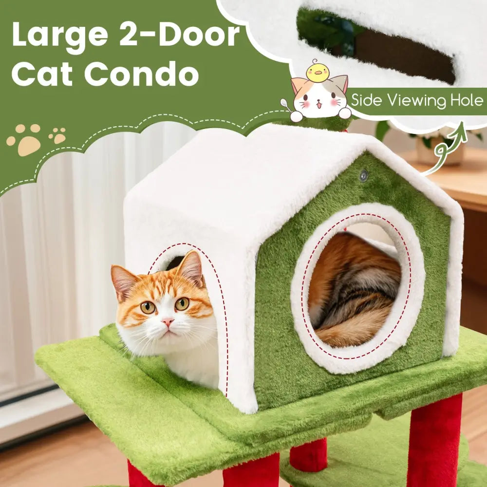 58 Inch Tall Cat Tree Tower Multi-level Pet Climbing and Jumping Tower Furniture with Condos - Multicolor - Cat Trees