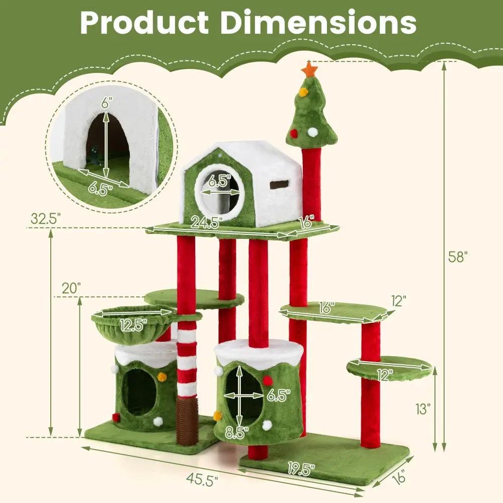 58 Inch Tall Cat Tree Tower Multi-level Pet Climbing and Jumping Tower Furniture with Condos - Multicolor - Cat Trees