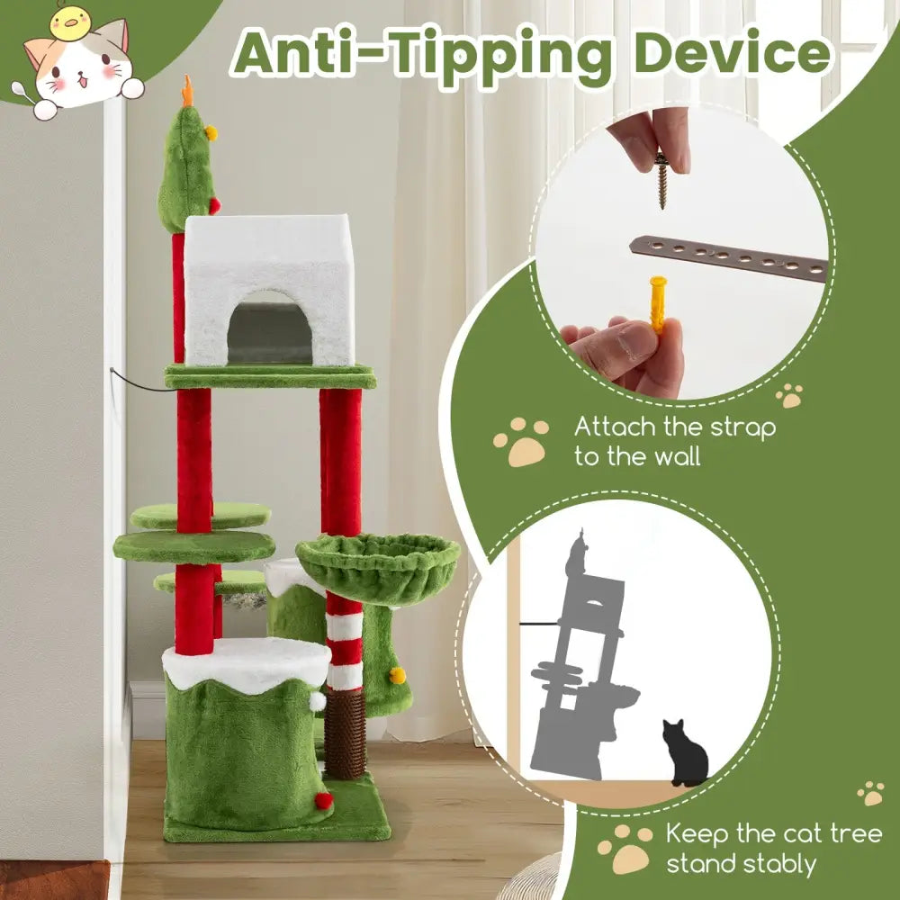 58 Inch Tall Cat Tree Tower Multi-level Pet Climbing and Jumping Tower Furniture with Condos - Multicolor - Cat Trees