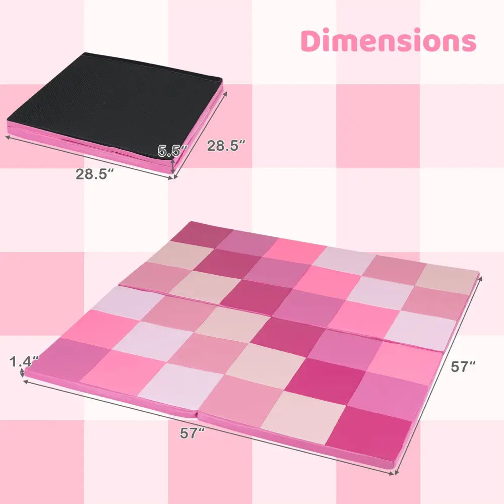 58 Inch Toddler Folding Activity Floor Mat Foam Baby Play Mat-Pink - Pink - Baby Gyms & Playmats