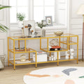 58 Inch TV Console Table with Tempered Glass Shelves for Living Room-Gold - Golden - Entertainment Centers & TV Stands