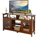 58 Inch TV Stand Entertainment Console Center with 2 Cabinets-Brown - Brown - Entertainment Centers & TV Stands