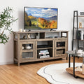 58 Inch TV Stand Entertainment Console Center with 2 Cabinets-Natural color - Natural - Entertainment Centers & TV
