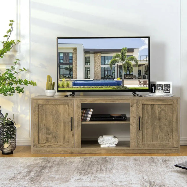 58 Inch TV Stand with 1500W Faux Fireplace for TVs up to 65 Inch-Natural Costway