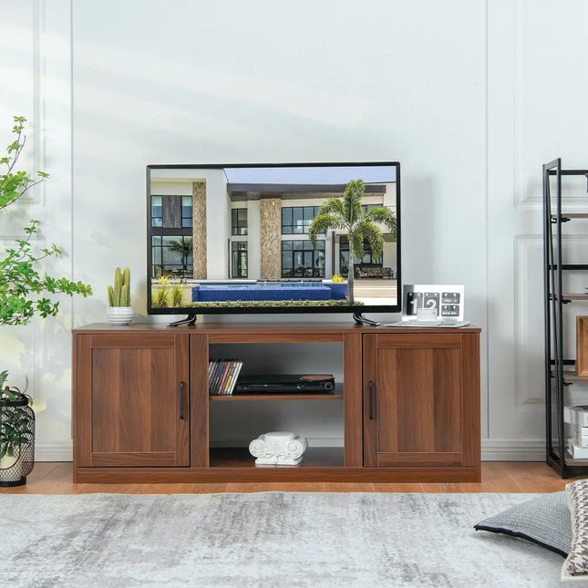 58 Inch TV Stand with 1500W Faux Fireplace for TVs up to 65 Inch-Vintage Costway