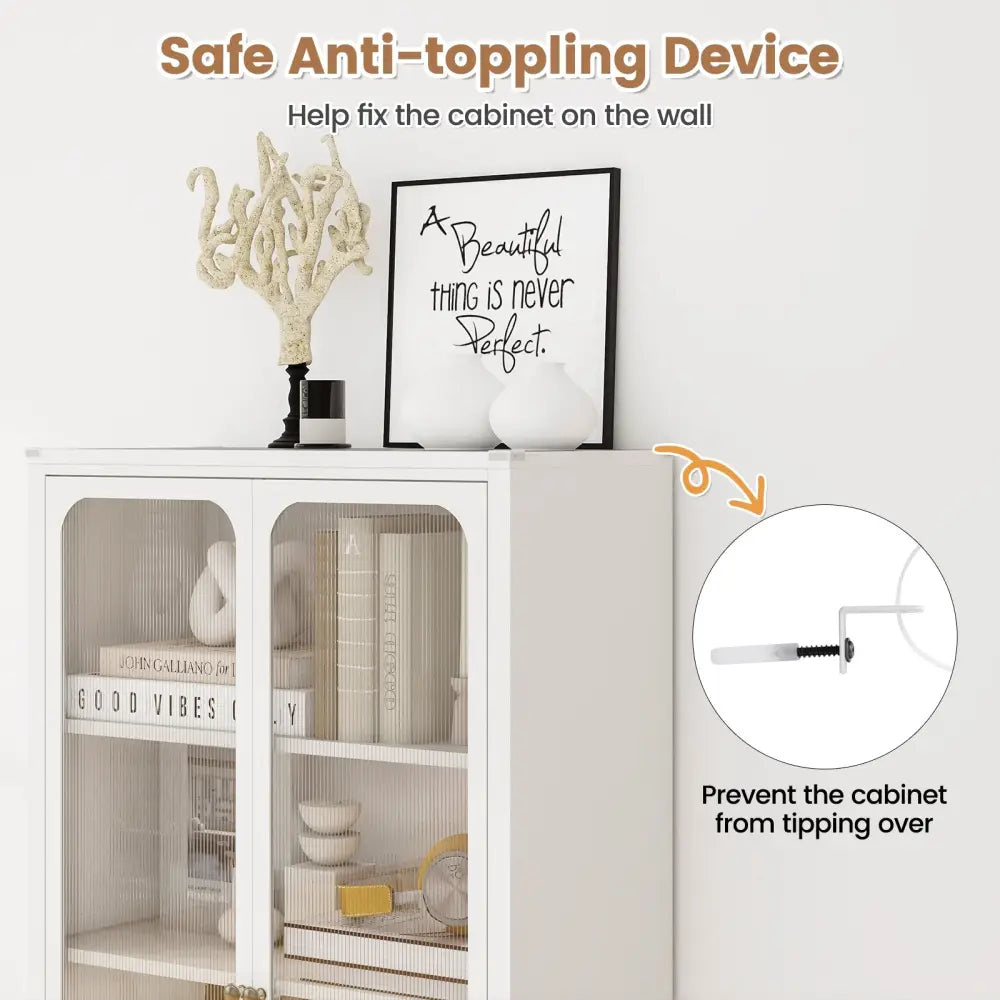 58 Inches Bookcase with Adjustable Shelves and Lockable Wheels-White - White - Bookcases