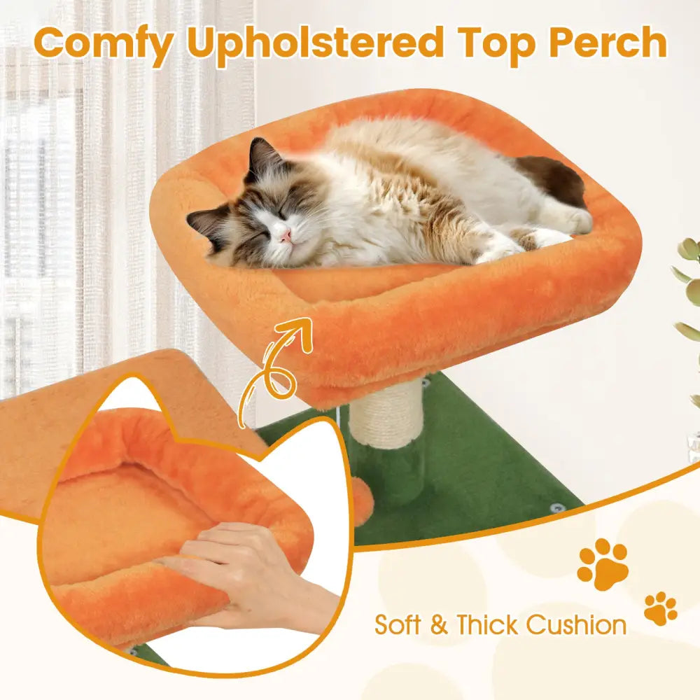 58’’ Multi-Level Cat Tree Soft Plush Cat Tower with Padded Top Perch-Green - Green - Cat Trees Condos & Scratchers