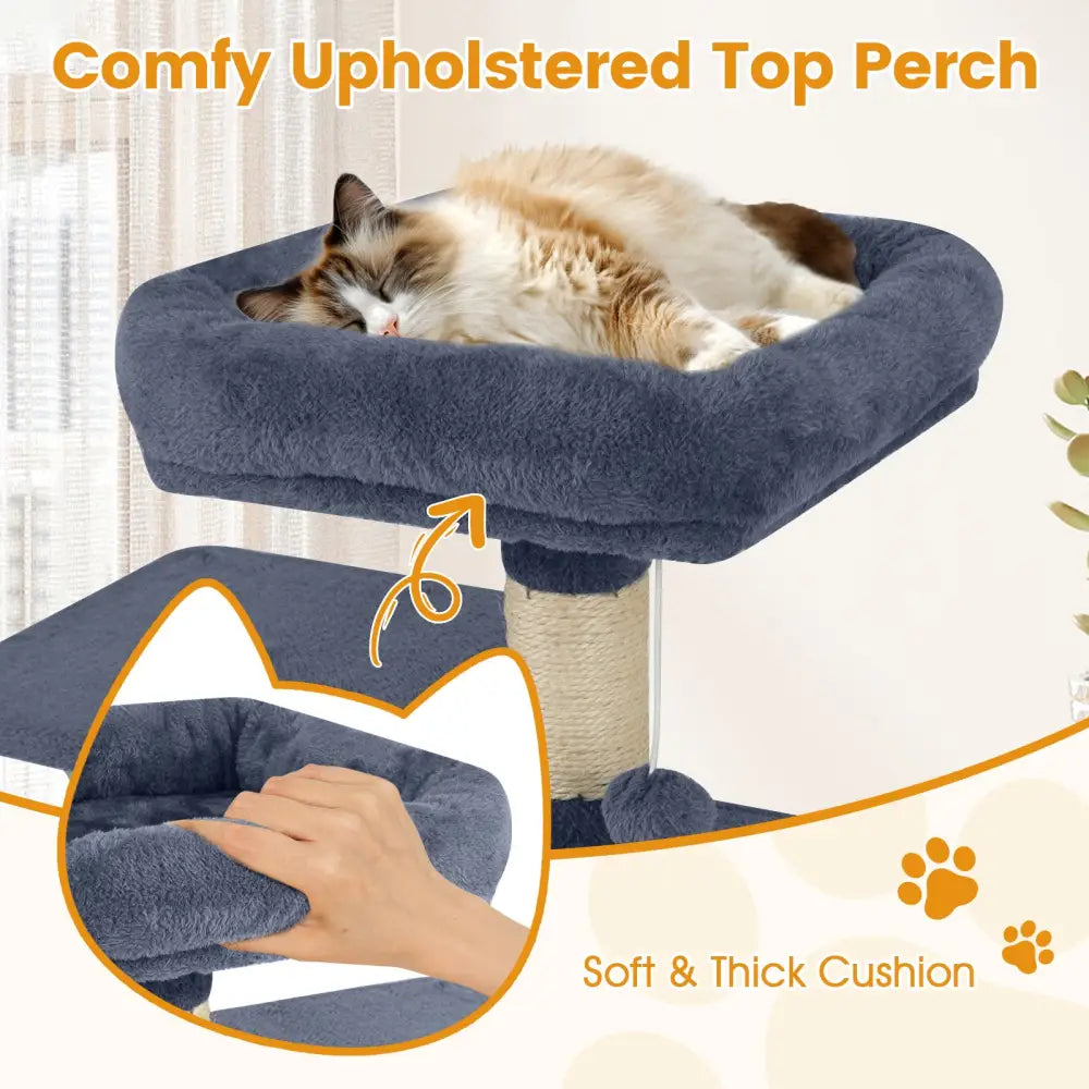 58’’ Multi-Level Cat Tree Soft Plush Cat Tower with Padded Top Perch-Grey - Gray - Cat Trees Condos & Scratchers