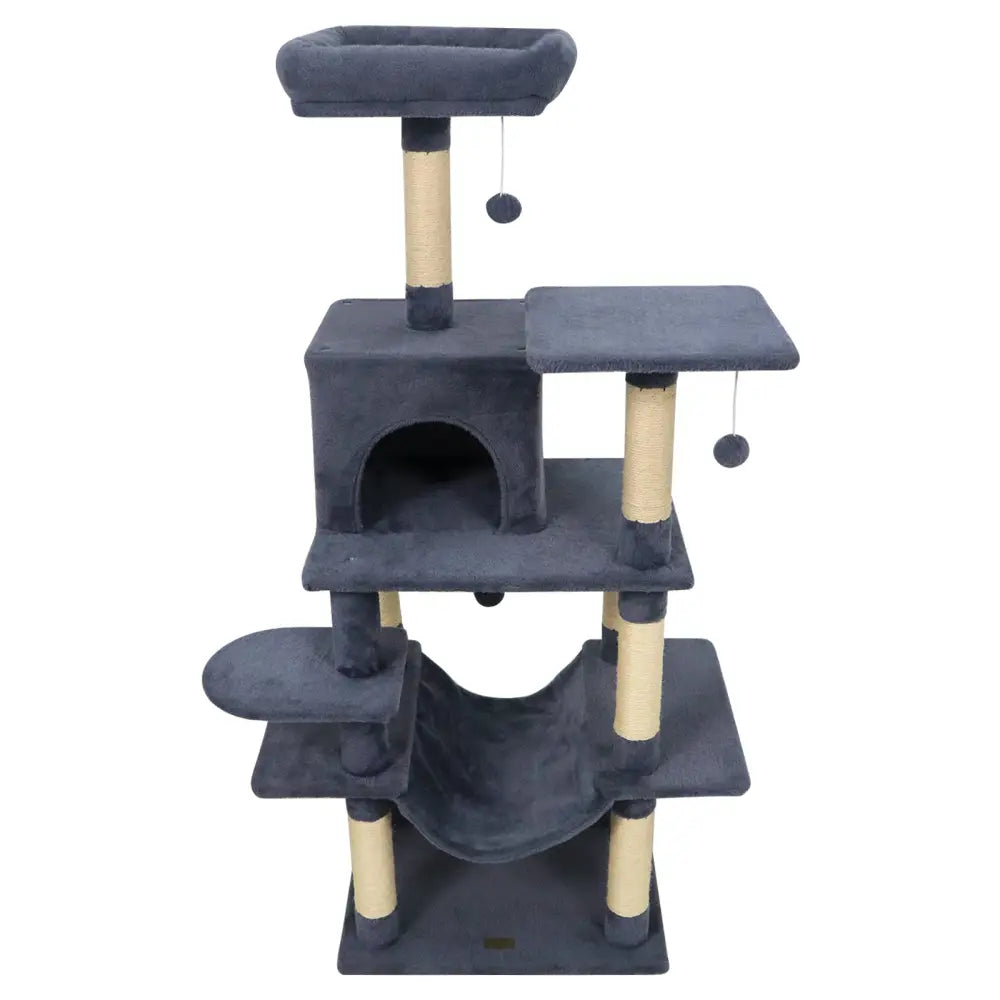 58’’ Multi-Level Cat Tree Soft Plush Cat Tower with Padded Top Perch-Grey - Gray - Cat Trees Condos & Scratchers