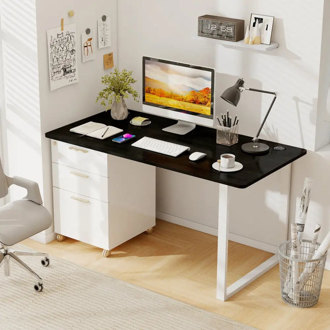 58" x 28" Universal Tabletop for Standard and Standing Desk Frame-Black Costway