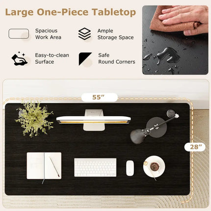 58" x 28" Universal Tabletop for Standard and Standing Desk Frame-Black Costway