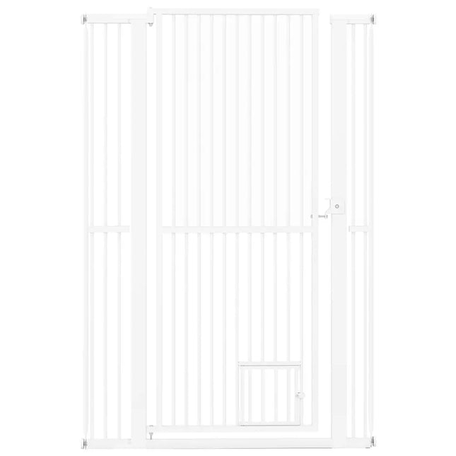 59 Extra Tall Pet Gate Heavy-Duty Metal Cat Gate with Wide Opening-White - White - Pet Gate