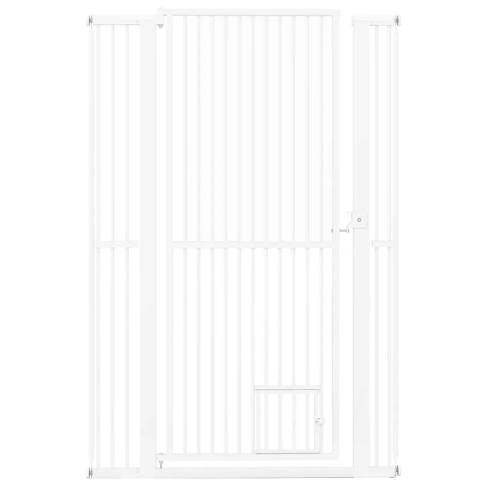 59€ Extra Tall Pet Gate Heavy-Duty Metal Cat Gate with Wide Opening-White - White - Pet Gate