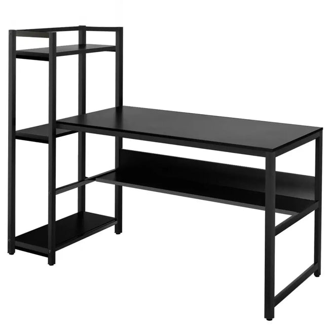 59-Inch Computer Desk Home Office Workstation 4-Tier Storage Shelves-Black - Black - Computer Desks