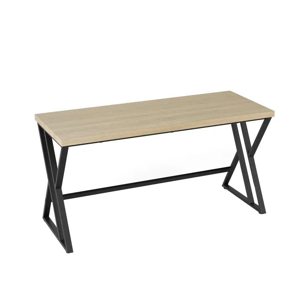 59 Inch Computer Desk with Heavy-duty Metal Frame and Crossbar-Gray - Gray - Computer Desks