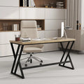 59 Inch Computer Desk with Heavy-duty Metal Frame and Crossbar-Gray - Gray - Computer Desks