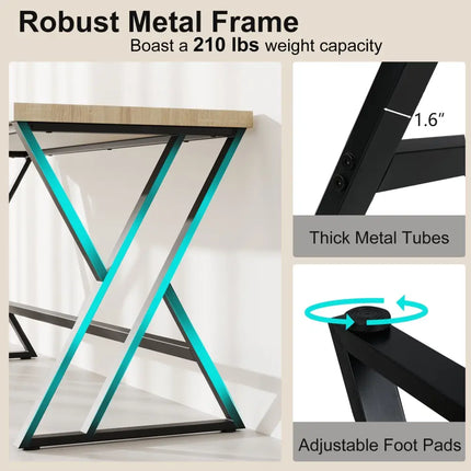 59 Inch Computer Desk with Heavy-duty Metal Frame and Crossbar-Gray Costway