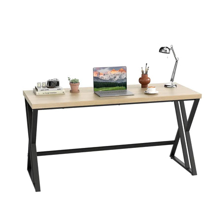 59 Inch Computer Desk with Heavy-duty Metal Frame and Crossbar-Gray Costway